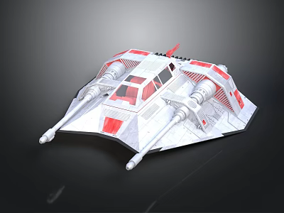 Futuristic 3D Spacecraft Model With White And Red Aerospace Design For Space Exploration 3d model