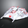 Futuristic 3D Spacecraft Model With White And Red Aerospace Design For Space Exploration