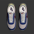 Trendy White Low Top Sneakers With Blue Red Accents And Classic Brand Logo Design