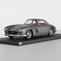 Silver Mercedes Classic Sports Car Model With Vintage Design On Display Stand
