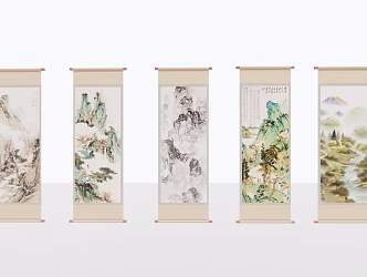 New Chinese Landscape Painting Landscape Hanging Painting 3d model