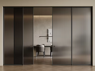Modern Interior Sliding Doors With Glass Panels And Metal Frames For Room Division 3d model
