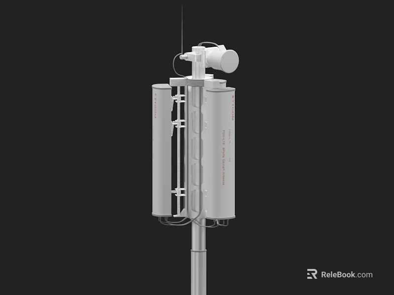 Outdoor Commercial Equipment Featuring White Cylindrical Structure And Top Antenna 3d model 