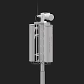 Outdoor Commercial Equipment Featuring White Cylindrical Structure And Top Antenna