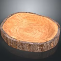 Handmade Natural Wooden Plate From Log Slice With Tree Ring Texture And Bark Edge