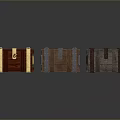 Three Vintage Wooden Trunks With Different Colors And Metal Decorative Straps