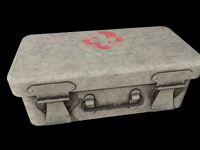 Vintage Medical First Aid Kit With Red Cross Symbol And Metal Case 3d model