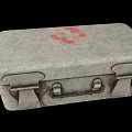 Vintage Medical First Aid Kit With Red Cross Symbol And Metal Case