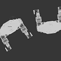 Silver Metallic Intelligent Robots With Yellow Circular Headlights Standing Face to Face Interacting