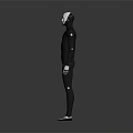 Robot Character With Modern Sci Fi Design Black Bodysuit Orange Accent Lines And Mechanical Limbs