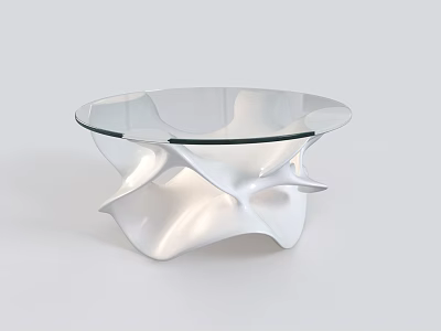 Modern Artistic Coffee Table With Glass Top And Sculptural White Base 3d model