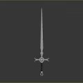 Ornate Metallic Sword Structure With Detailed Blade And Decorative Hilt