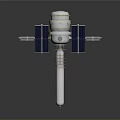 Advanced Satellite Equipment With Blue Solar Panels And White Cylindrical Body