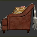 Red Tufted Two Seater Sofa With Colorful Pillows And Cozy Blanket