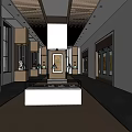 Cultural Center Interior With Spacious Hall Display Cabinets Artworks And Lighting Design