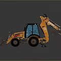 Orange Case Backhoe Loader With Front Loader Bucket And Rear Backhoe Arm 3d model
