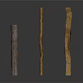 Three Household Decorative Wooden Sticks In Various Shapes Dark Brown Light Brown Yellowish Brown