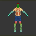 Man Wearing Red White Striped Jersey Black Shorts And Red Shoes With Arms Outstretched