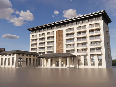 New Chinese Hotel Architecture 3d model