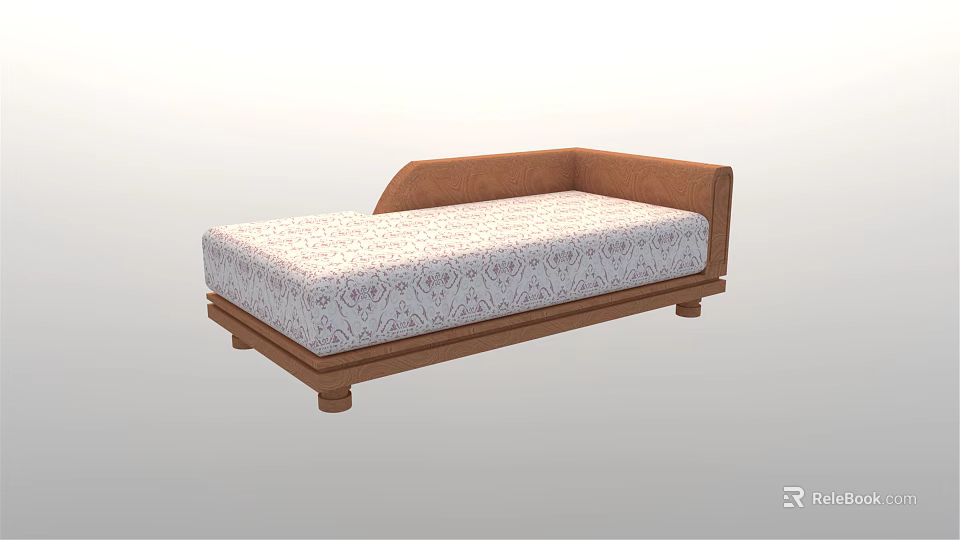 Modern Sectional Sofa With Brown Armrest And Patterned Comfortable Soft Cushion 3d model 