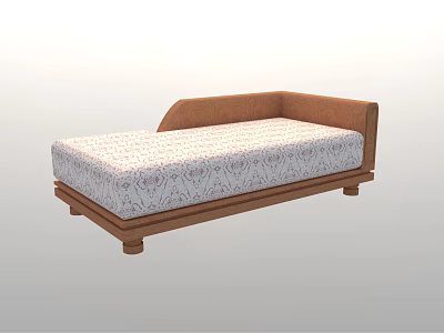 Modern Sectional Sofa With Brown Armrest And Patterned Comfortable Soft Cushion 3d model