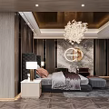 Elegant Modern Bedroom Interior With Tufted Headboard Plush Pillows Bedside Lamps Rug And Wooden Flooring