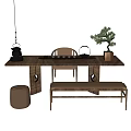 New Chinese-style Solid Wood Tea Table and Chair Combination 3d model