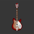 Vintage Red Electric Guitar With Glossy Finish And Classic Body Design