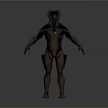 Brown Armored Sci Fi Creature Character With Blue Details And Helmet Design