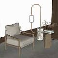 Leisure chair side table combination floor lamp decorative ornaments 3d model