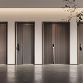 Display Of Modern Security Doors With Different Designs In Interior 3d model
