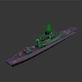 Gray Military Warship With Red Bottom Radar Antenna And Naval Deck Equipment