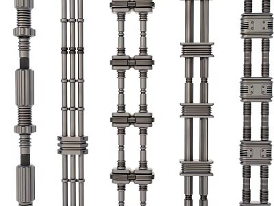 Detailed Metal Pipes With Different Industrial Designs And Various Mechanical Structures 3d model