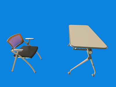 Adjustable Table And Chair Set With Purple Backrest Black Seat And Wheels 3d model