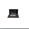 Modern White TV Stand with Globe Artwork Clock Statue and Green Plant on Gray Wall