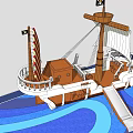 Pirate Ship Themed Playground Equipment with Slide Colorful Sails and Wave Design