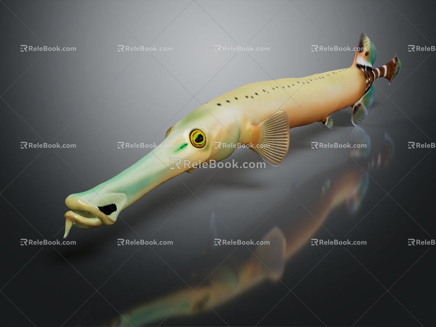 Modern spot pipe mouth fish horn fish sea dragon whisker cartoon fish animation fish 3d model