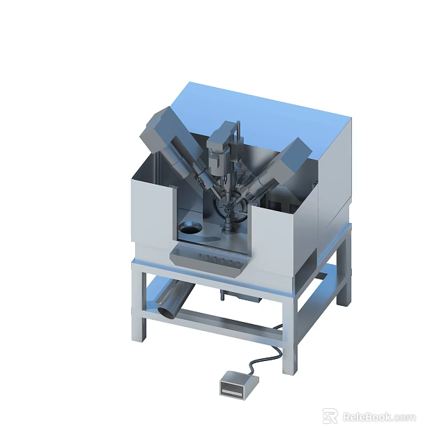 Industrial Equipment With Metal Stand Mechanical Mixing Components And Top Inlets 3d model 