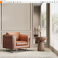Modern single sofa side table combination 3d model