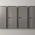 Four Modern Gray Swing Doors with Simple Panel Design and Black Handles 3d model
