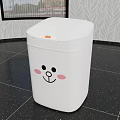 Public Facility White Trash Can With Cartoon Smiley Face And Pink Cheeks 3d model