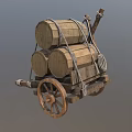 Cart earth cart truck two-wheeler game cart racket wood cart wood cart wood trailer ancient wooden cart low face number low model simple model realistic 3d model