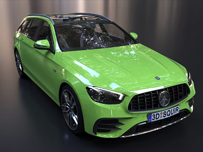 Green Mercedes AMG Estate Car With Sporty Exterior Design And Shiny Surface Finish 3d model