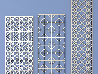 Decorative Lattice Windows With Various Traditional Chinese Patterns And Designs 3d model