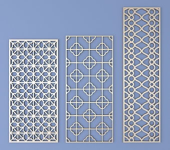 Chinese-style openwork window pane lattice openwork carved flower 3d model