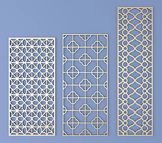 Chinese-style openwork window pane lattice openwork carved flower 3d model