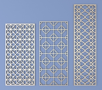 Chinese-style openwork window pane lattice openwork carved flower 3d model