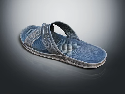 Comfortable Blue Slippers with Crisscross Straps and Soft Cozy Sole Design 3d model