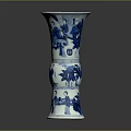 Blue and White Vase Showcasing Detailed Plant Motifs and Classic Art Design