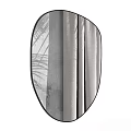 Oval Black Framed Mirror Reflecting Curtain And Palm Leaf Shadow 3d model
